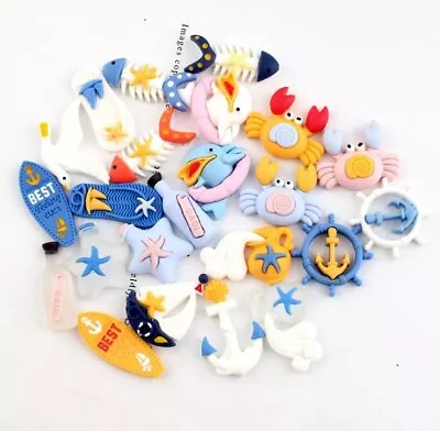 Seaside Cabochons Crabs Buoys Lighthouse Boats Fish Dolphins Seagulls 3D Charms • £15.99