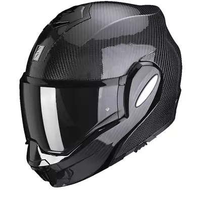 Scorpion Exo-Tech Evo Carbon Solid Black Modular Helmet - New! Fast Shipping! • $388.66