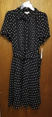 NWT Nanette Womens Dress 8 Black With White Dots Lined (148) • $16