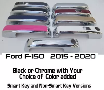 $80 • Buy Custom Black OR Chrome Door Handle Covers 2015 - 2020 Ford F-150 YOU PICK COLOR