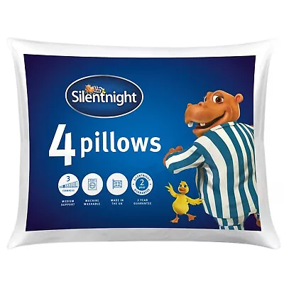 Silentnight Essential 4 Pack Pillows  Soft Filled Bouncy Support Bed Rest Comfy • £22.99