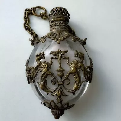 Fine Antique Victorian Royal Crest Vinaigrette Perfume Bottle Pendant • $149
