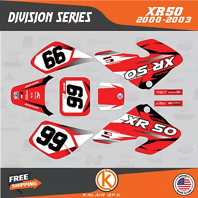 Graphics Kit For Honda XR50 (2000-2003) XR 50 Division Series- Red Black • $48.99