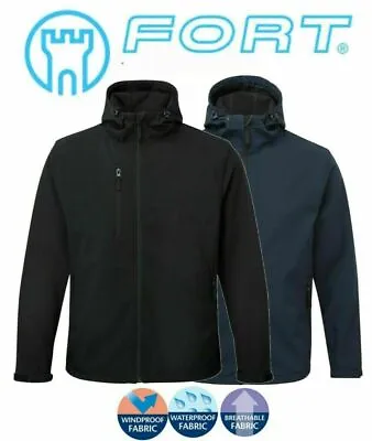 Mens Fortress Soft Shell Fleece Lined Waterproof Windproof Outdoor Work Jacket • £22.90