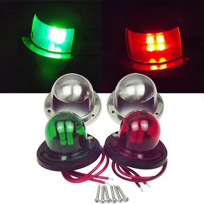 12V Stainless Steel LED Bow Navigation Lights Pair For Marine Boat Yacht Pontoon • $10.24