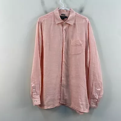 Island Company Mens Medium Shirt Pink Button Linen Long Sleeve 23606 • $18.85