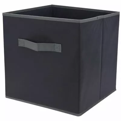 Grey Fabric Square Storage Box With Handle | Foldable Storage Cube 30x30cm • £9.99