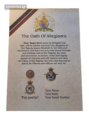 Raf Police Royal Air Force Veterans Oath Of Allegiance Certificate • £9.99