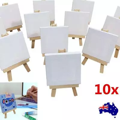 Mini Canvas And Stretched Wood Easel Painting Set For Painting 10*10cm • $31.56