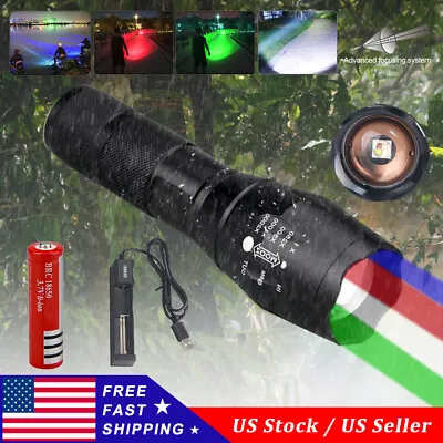 Tactical LED Flashlight 4in1 Red/Green/Blue/White Light Torch Hunting Fish Light • $13.99