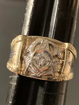 10k Yellow Gold 1/4 Carat Diamond Past Master Mason Ring Size 11.75 • $649.99