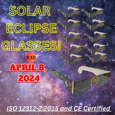 10 Pack- Solar Eclipse Glasses 2024 ISO 12312-2 CE Approved- Astro • $4.79