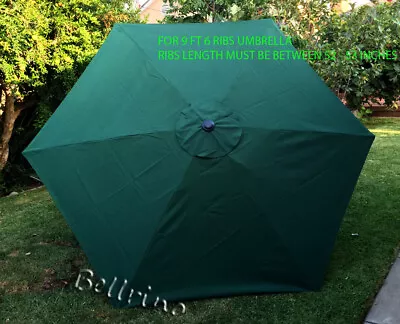 BELLRINO Patio Umbrella 9 Ft Replacement Canopy For 6 Ribs Green Color • $27.99
