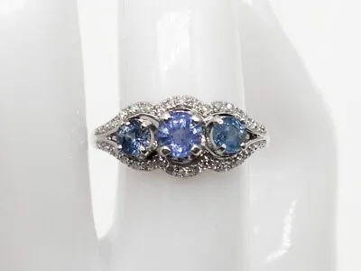 Vintage $5000 3ct Natural Ceylon BLUE Sapphire VS G Diamond 18k White Gold Ring • $950