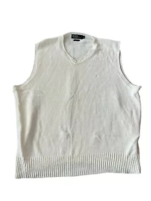 Polo Ralph Lauren Mens Sweater Vest XL White Knit Preppy Golf Pullover V Neck • $31.95