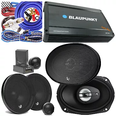 BLAUPUNKT 1600W 4Ch AMP + 2x Infinity 6.5  Component 2x 6  X 9  Speaker + KIT • $239.99