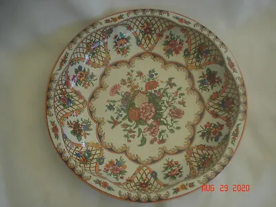 1971 DAHER DECORATED WARE PRETTY FLORAL DESIGN TIN BOWL 10  Dia. MADE In ENGLAND • $14.99