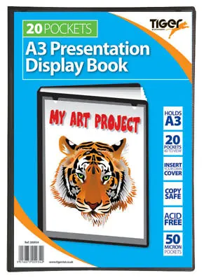 A3 Presentation Display Book Folder 20 Pages Portfolio Black • £185.99