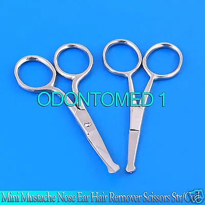 2pc 4.5  Straight + Curved Mustache Nose Hair Scissors W/ Safety Tips • $7.05