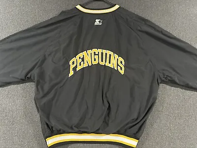 Starter Pittsburgh Penguins Pullover Jacket XL Black Vintage 90s Y2K NHL • $41.99