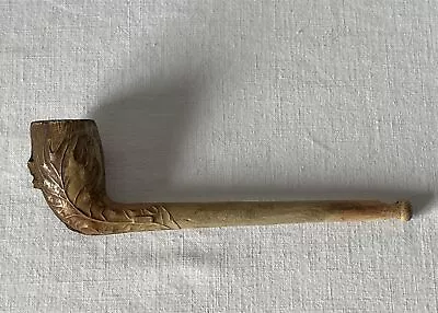 Vintage / Antique Complete 13cm Long Clay Pipe Cutty Bowl Oak Leaf Design • £14.95