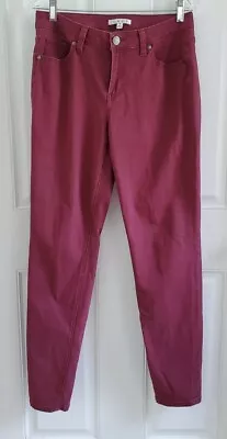 CAbi Skinny Maroon Denim Stretch Pants Jeggings Style #126 Women's Size 8 • $22.34