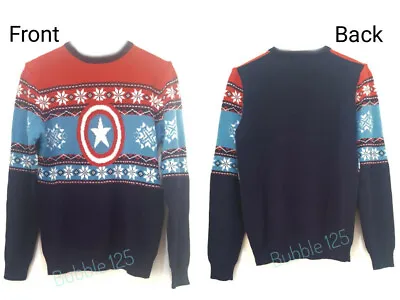 $32.20 • Buy Marvel Captain America Christmas Pullover  Knitted Jumper Unisex Adult Primark