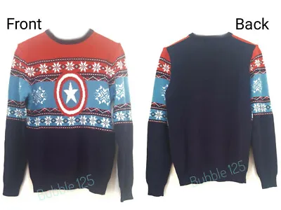 Marvel Captain America Christmas Pullover  Knitted Jumper Unisex Adult Primark • $32.76