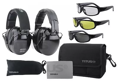 Titus B4 32 NRR Noise Reduction Hearing Protection Ear Muffs With Safety Glasses • $27.99