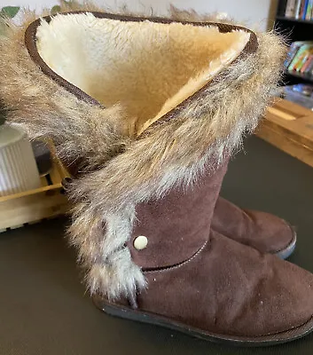 $10 • Buy Just Fab Womens Boots Size 9 Brown Faux Fur