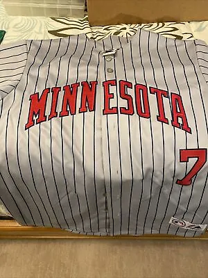 Minnesota Twins Joe Mauer Majestic Jersey Sz L Away Sewn On Stitched • $150