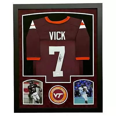 Michael Vick Signed Virgina Tech Custom Suede Matte Framed Football Jersey • $299.99