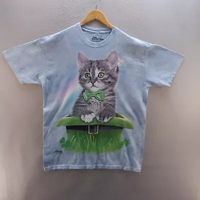 £12.88 • Buy The Mountain T Shirt Large Blue Graphic Print Kitten Cat Short Sleeve Cotton