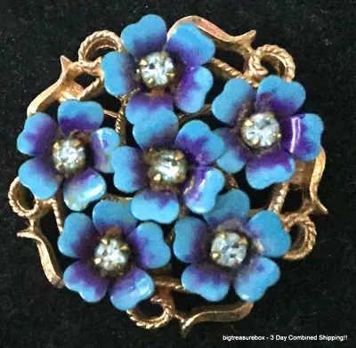 Vintage Brooch Pin SIGNED AVON Enamel Flower Rhinestone Gold Tone Jewelry Lot Y • $1.99