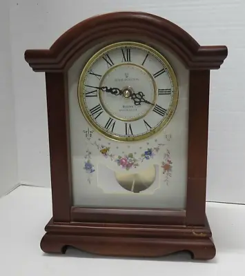 Royal Doulton Bulova Westminster Chime Mantle Clock Wood Case Floral Design • $30