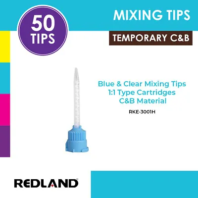 REDLAND Crown And Bridge  1:1 HP STYLE CARTRIDGE Blue/White Mixing Tips 50PK • $13.95