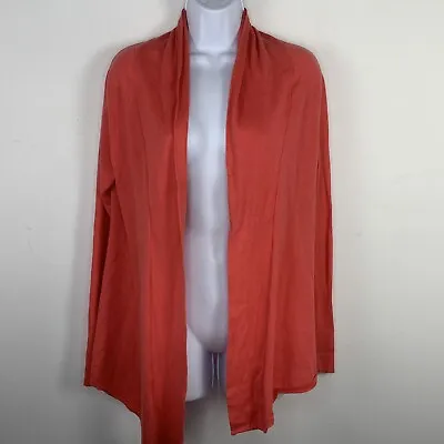 Moth Womens Cardigan Sweater Sz M Coral Orange Mid Length Lightweight QR59 • $20