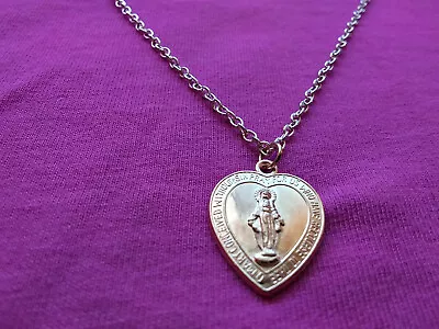 Rose Gold Plated Heart Shaped Miraculous Medal Pendant 20  Chain Necklace • $10