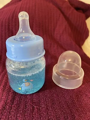 £7.74 • Buy Reborn 2oz Blue “PREEMIE NO HOLE NIPPLE” “FAIRY Glitter” Baby Bottle~See Photo