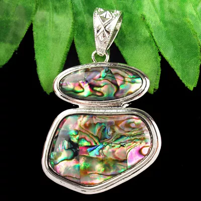 56x45x5mm Wrapped Rainbow Abalone Shell Freeform Pendant Bead Q07480 • $10.78