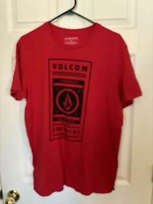 Volcom Shirt Adult Red Casual Spell Out Logo Graphic Tee Classic Mens Large • $12