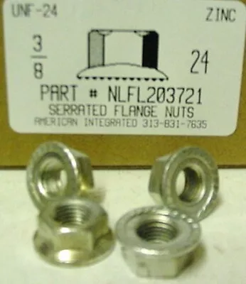 3/8-24 Hex Serrated Flange Lock Nuts Case Hardened Steel Zinc Plated (20) • $9.85