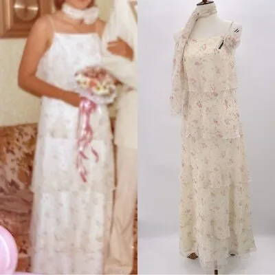 Vintage 1978 70s Floral Long Maxi Prom Dress Size 12 • $149.49