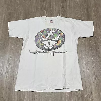 Vintage Grateful Dead Shirt L 90s Steal Your Fractal Face Rock Concert Tour Tee • $90.99