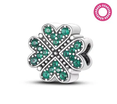 Four Leaf Clover Heart Charm Bead For Bracelet S925 Sterling Silver • £9.99