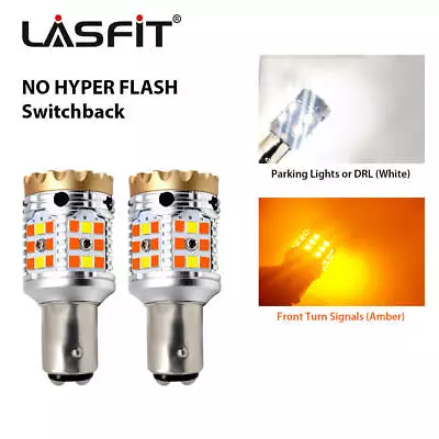 LASFIT 1157 LED Turn Signal Light Bulbs Switchback Amber White Anti Hyper Flash • $45.99