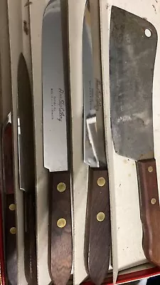 5 Sheer Edge Cutlery Knives Vintage Including Cleaver Set Of 5 • $29.99