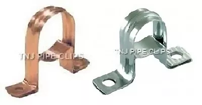 2 PIECE Copper SADDLE Band - Copper Or Chrome Plated - Pipe Clips 15 22 28mm • £2.75