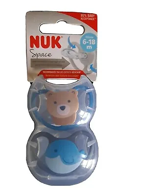 £9.99 • Buy NUK Space 2 Silicone Soothers 6-18 Months (Bear Cub/Whale)