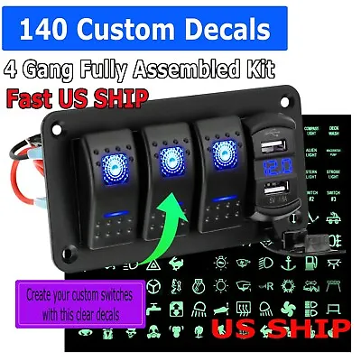 3 Gang Rocker Switch Panel 4.8A USB Charger Car Boat Marine RV Truck Blue LED • $21.95